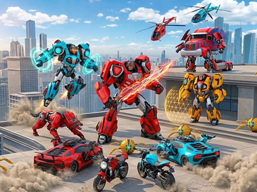 Flying Robot Transform Car Games unblocked game thumbnail
